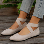 Damen Ballerina-Schuhe mit elastischen Kreuzbändern und rutschfester Sohle R&B