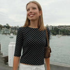 Damen Polka-Dot Langarmshirt mit bequemem Schnitt und modischem Design R&B