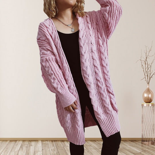 Damen Grobstrickjacke mit voluminösen Ärmeln und strukturiertem Design R&B