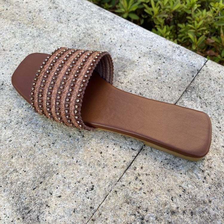 Damen bequeme Slides mit modischen Riemen R&B