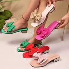 Damen Slippers mit modischem Schleifendesign und transparentem Riemen R&B