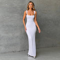 Damen Elegantes Maxikleid mit tiefem Rückenausschnitt und figurbetontem Schnitt R&B