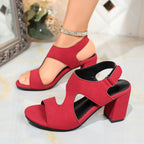 Damen Offene High Heel Sandalen mit komfortablem Blockabsatz und modischem Schnitt R&B