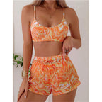 Damen Bikini-Set mit modischem Gummizug und trendy Wellenmuster R&B