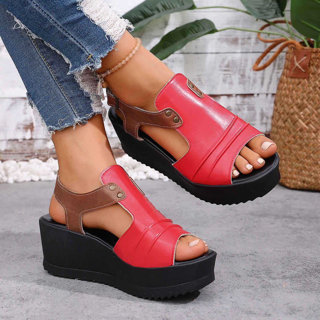Damen Wedge-Sandalen mit öffnenden Riemen und komfortablem Fußbett R&B