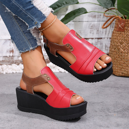 Damen Wedge-Sandalen mit öffnenden Riemen und komfortablem Fußbett R&B