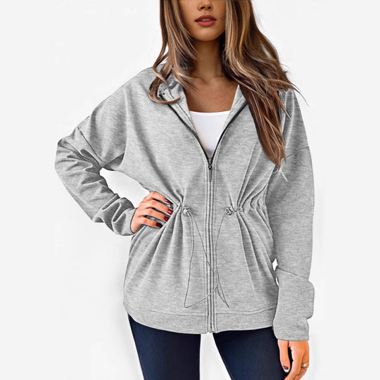 Damen lässige Kapuzenjacke mit regulierbarem Bund R&B
