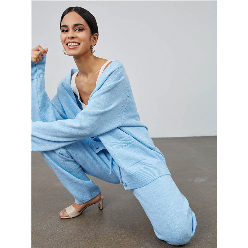 Damen Strickcardigan mit tiefem V-Ausschnitt und großen Taschen R&B