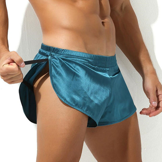 Herren nan kurze Satin-Schlafshorts mit elastischem Bund und seitlichem Schlitz R&B