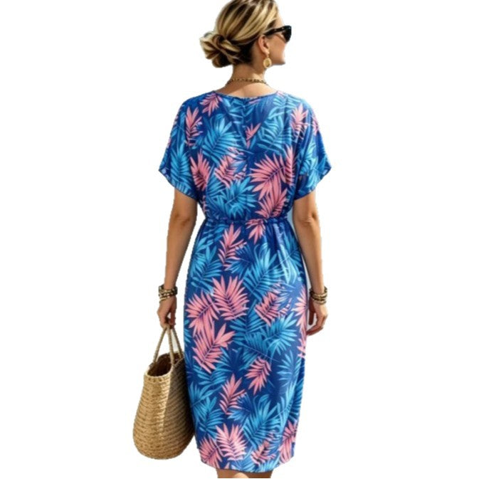 Damen Strandkleid mit elastischem Taillenbund R&B