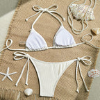 Damen Triangel-Bikini-Set mit verspielten Details und verstellbaren BindR&Bändern R&B