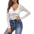 Damen Spitzenbody mit V-Ausschnitt R&B