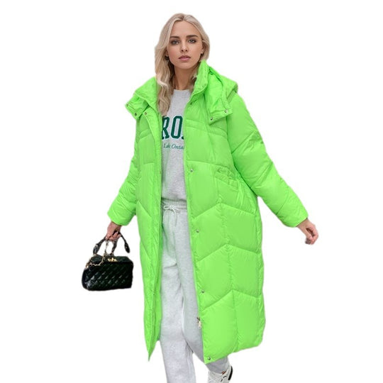 Damen lange isolierte Pufferjacke mit voluminösem Schnitt und praktischen Eingrifftaschen R&B