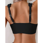 Damen Hochtaillierter Bikini mit quadratischem Oberteil und breiten Trägern R&B