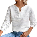 Damen Moderner Sweatshirt mit Halbreißverschluss und strukturiertem Design R&B