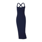 Damen figurbetontes Maxikleid mit raffinierter Schulterpartie R&B