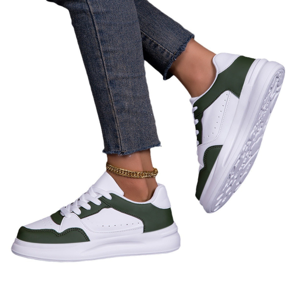 Damen Sneakers mit kontrastierenden Farbakzenten und dämpfender Sohle