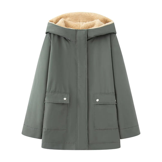 Damen gesteppte Übergangsjacke mit weichem Innenfutter und praktischem Kapuzen-Design R&B