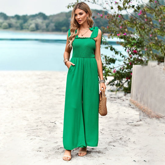 Damen Lässiger Maxijumpsuit mit Rüschen-Details und praktischen Taschen R&B