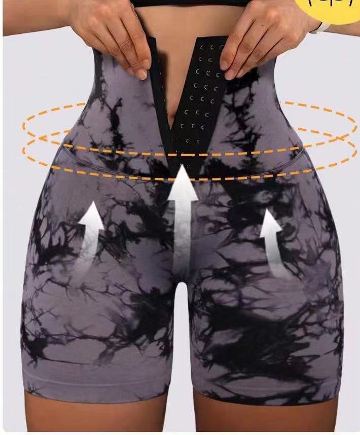 Damen Modische Radlerhosen mit höhenverstellbarem Bund und einzigartigem Batikdesign R&B
