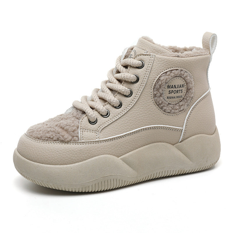 Damen hohe Sneaker mit flauschigem Innenfutter und robuster Sohle R&B