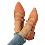 Damen elegante Ballerinas mit doppeltem Riemen und spitzem Design R&B