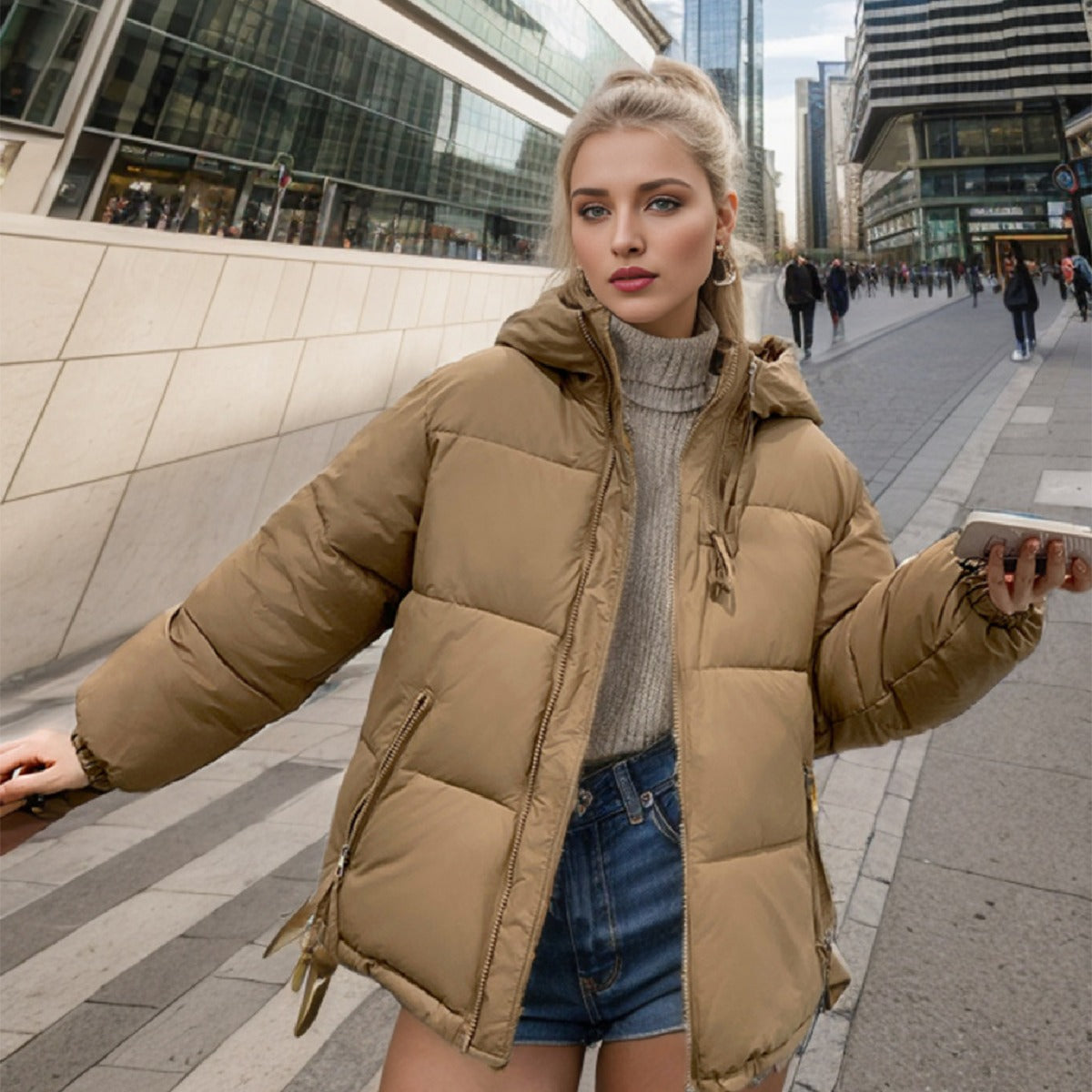 Damen Übergangsjacke mit voluminösen Steppnähten und praktischen Eingrifftaschen