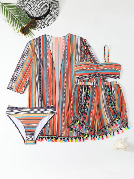 Damen Strandoutfit mit modischer Tunika und Shorts R&B