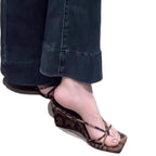 Damen Wedge-Sandalen mit trendigem Leopardenmuster R&B