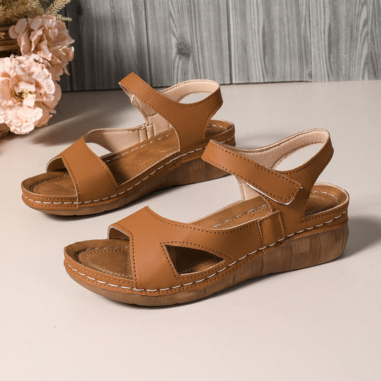 Damen Bequeme Wedge-Sandalen mit breitem Riemen und floralem Design R&B