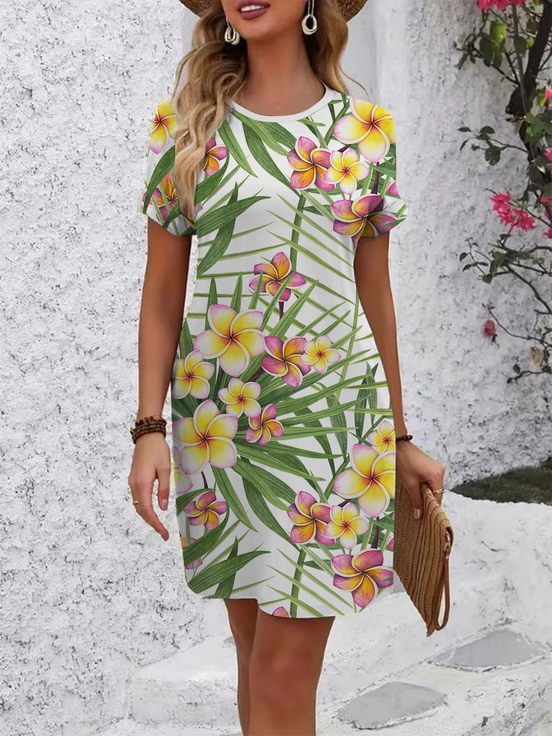 Damen komfortables Freizeitkleid mit lebhaftem Blumenmuster und lockerer Passform R&B