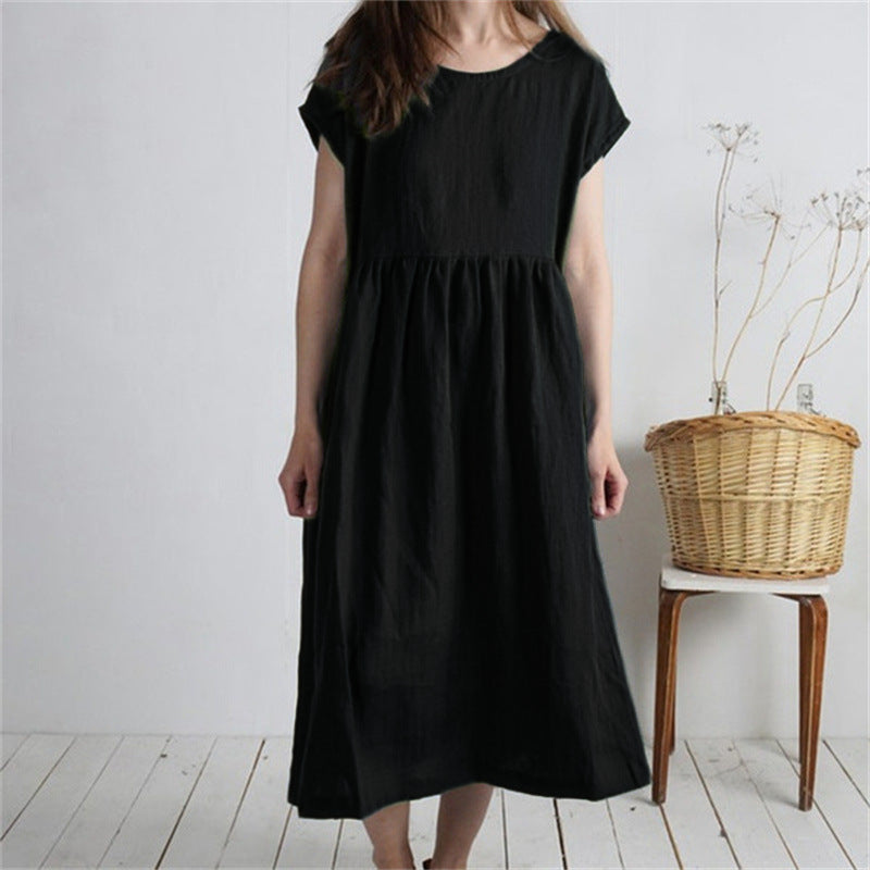Damen Langmaxikleid aus atmungsaktivem Leinenstoff mit lockerer Passform R&B