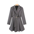Damen gestreifte Blazerjacke mit definiertem Taillenschnitt und elegantem Gürtel R&B