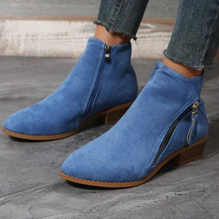Damen Modische Kurz-Stiefeletten mit seitlichem Reißverschluss und weichem Obermaterial R&B