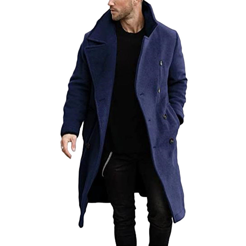 Herren eleganter Mantel mit breitem Kragen R&B