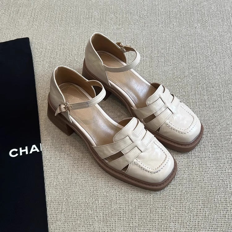 Damen elegante Blockabsatz-Schuhe mit Riemchen von R&B