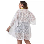 Damen Eleganter Spitzen-Strandüberwurf R&B