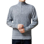 Herren Strickpullover mit modernem Stehkragen und strukturierter Oberfläche R&B