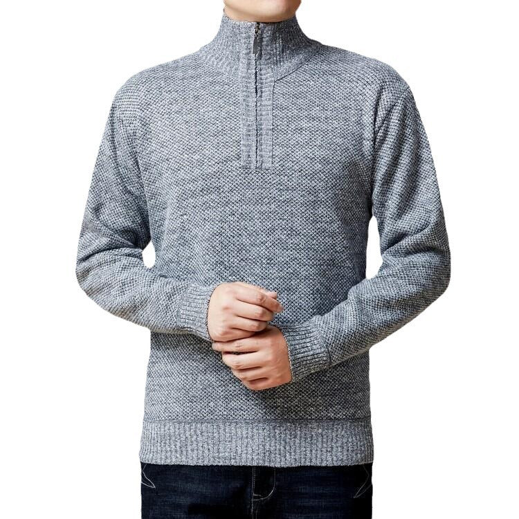 Herren Strickpullover mit modernem Stehkragen und strukturierter Oberfläche R&B