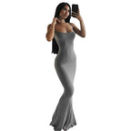 Damen Elegantes Maxikleid mit Spaghettiträgern und fließendem Schnitt R&B