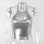 Damen Hochglänzendes Sportoberteil mit aufregendem Halterdesign R&B