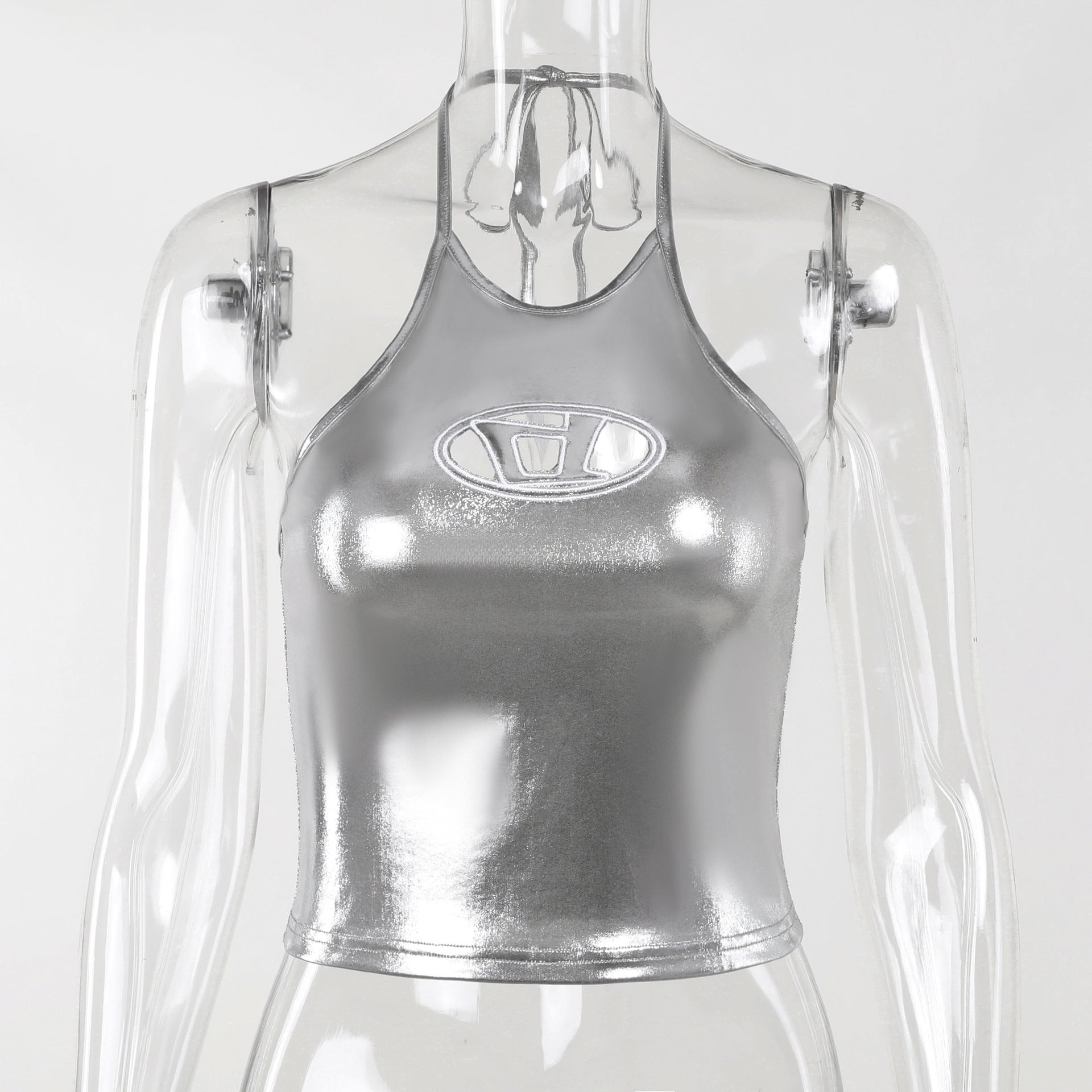 Damen Hochglänzendes Sportoberteil mit aufregendem Halterdesign R&B