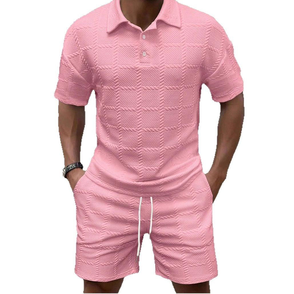 Herren Sportliches Kurzarm-Set mit strukturierter Oberfläche