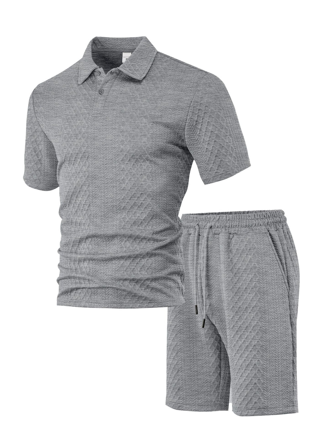 Herren nan strukturiertes Poloshirt- und Bermudashorts-Set aus gesteppter Baumwollmischung R&B