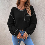 Damen lässiger Pullover mit modischen Puffärmeln R&B
