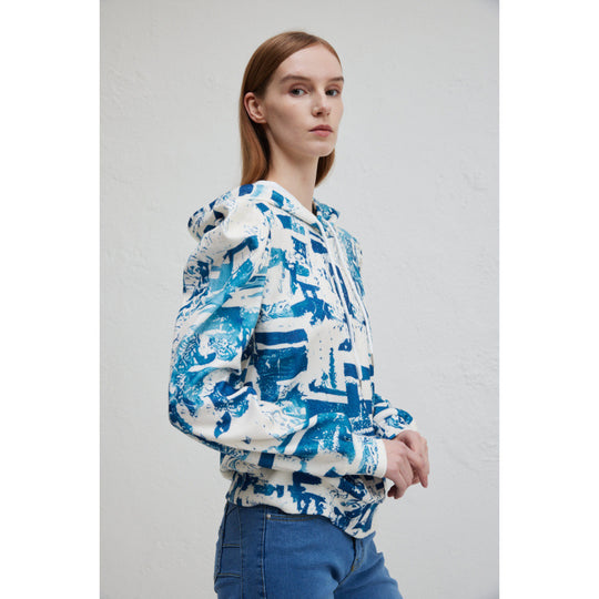 Damen Kapuzenpullover mit modischem Rüschendesign und kreativem Druck R&B
