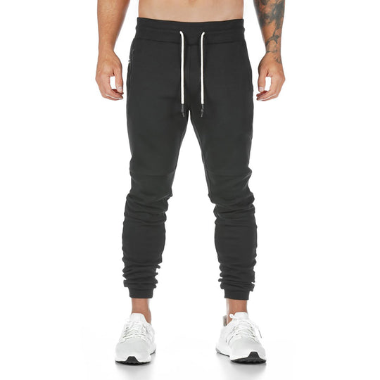 Herren nan schmal geschnittene Jogginghose mit Rippbund, Reißverschlusstasche und Knieabnähern R&B