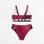 Damen Sportlicher Bikini mit hohem Kragen und Reißverschluss R&B