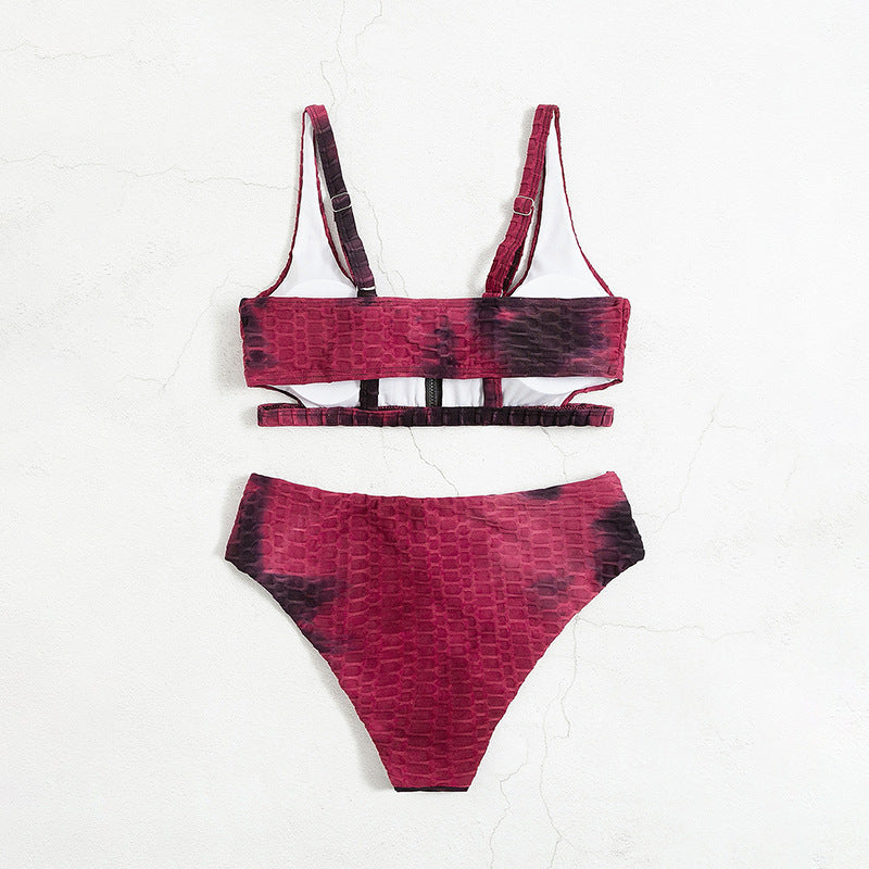 Damen Sportlicher Bikini mit hohem Kragen und Reißverschluss R&B