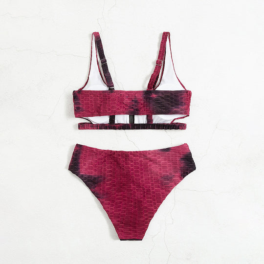 Damen Sportlicher Bikini mit hohem Kragen und Reißverschluss R&B